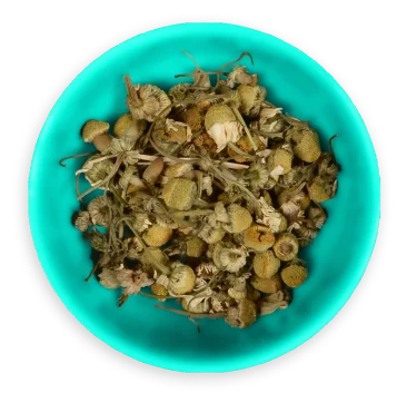 bowl of chamomile ingredients